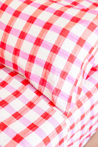 Pink Check Pillow Case Set