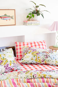 Pink Check Pillow Case Set