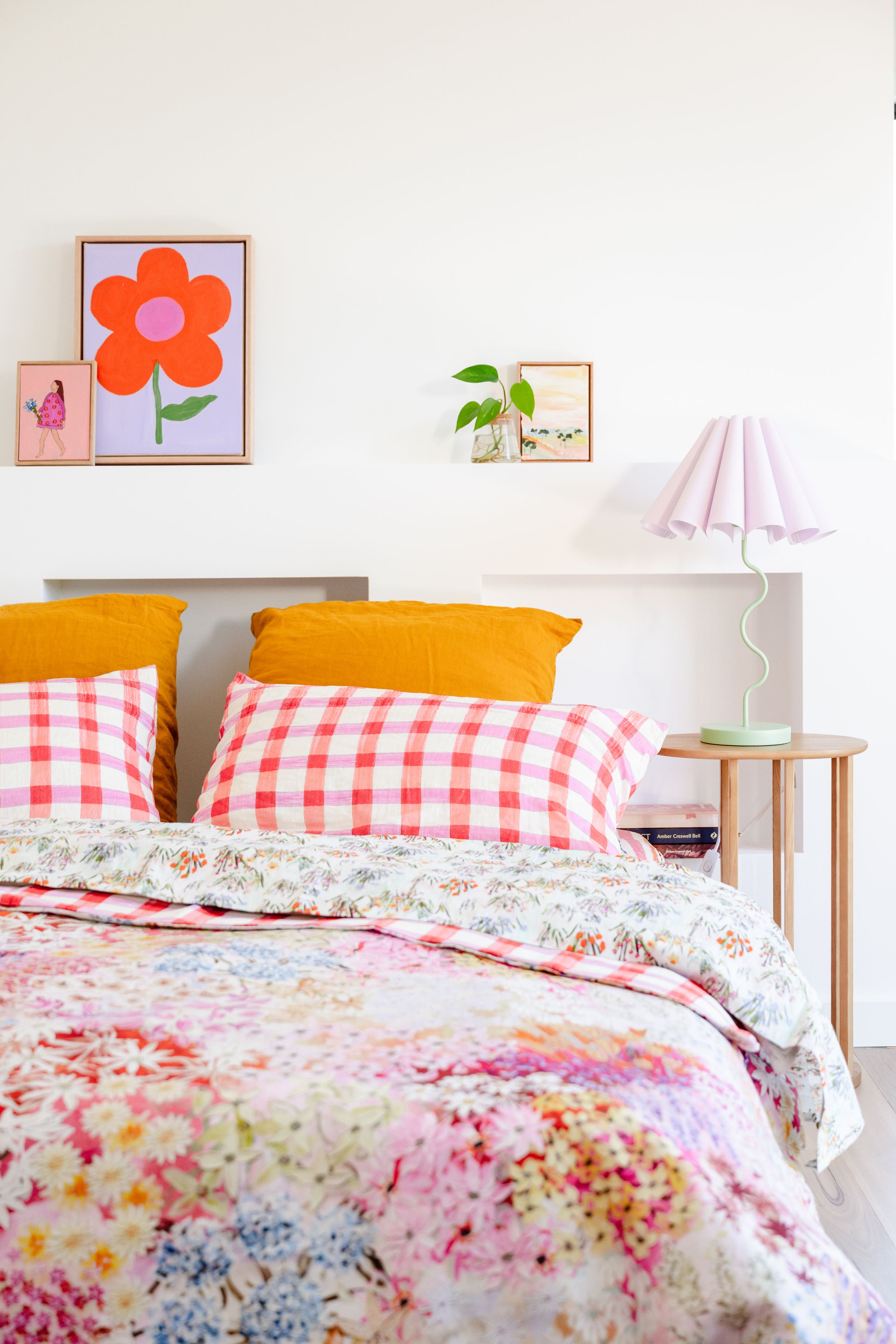 Pink Check Pillow Case Set